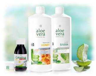 Bild von LR Nahrungsergänzungsmitteln wie Colostrum und Aloe Vera Trinkgelen Honig und Sivera