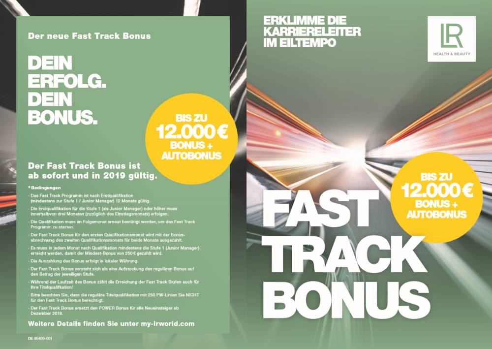 Bild aus dem Flyer LR Fast Track Bonus - Garantierter Bonus bei LR Kosmetik