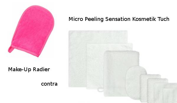 Abbildung mit dem Make-Up Radierer und dem Micro Peeling Sensation Kosmetik Tuch